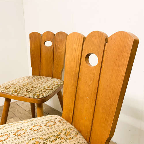 Pair Of Brutalist Style Solid Pine Dining Chairs 1960’s