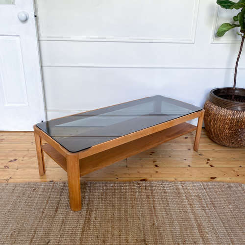 Myer Rectangle Coffee Table With Smoked Glass