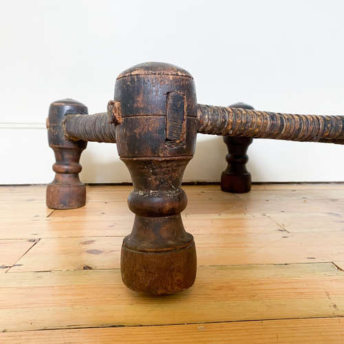 North African Carved Wood Low Chair Stools