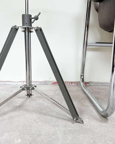 Adjustable Glass Top Table with Drum Kit-Style Legs