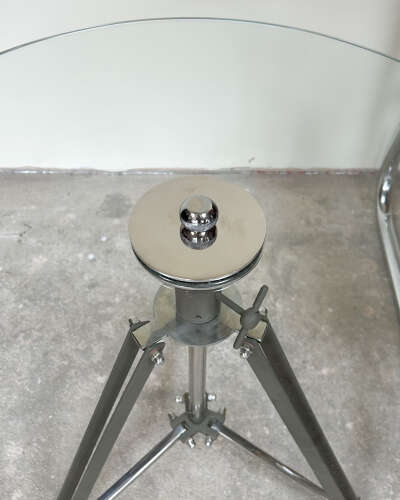 Adjustable Glass Top Table with Drum Kit-Style Legs