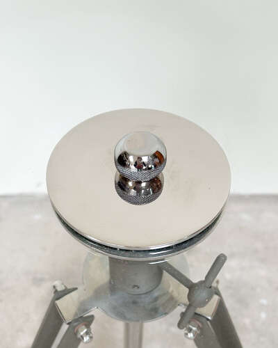 Adjustable Glass Top Table with Drum Kit-Style Legs