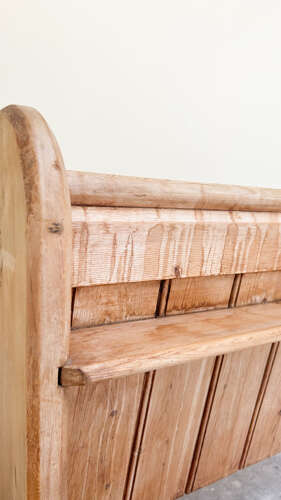Victorian Pine Bench Pew with Arched Detailing