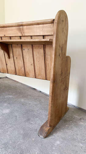 Victorian Pine Bench Pew with Arched Detailing