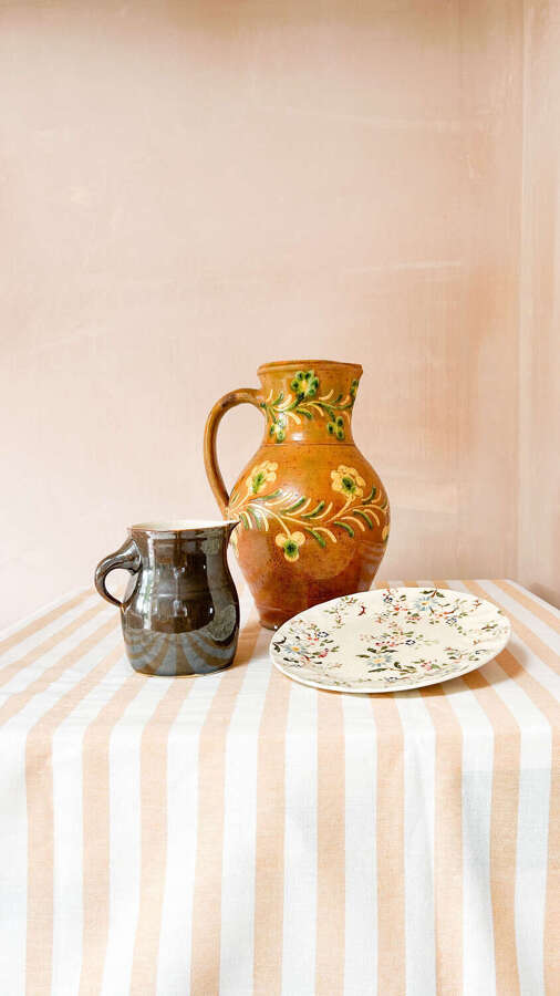 Small Brown Pearl Glaze Jug | Vintage Polish Ceramic from Bochnia