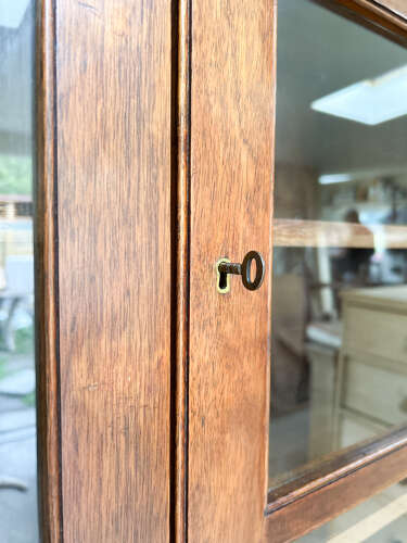 Tall Glazed Mahogany Bookcase with Cupboard Base
