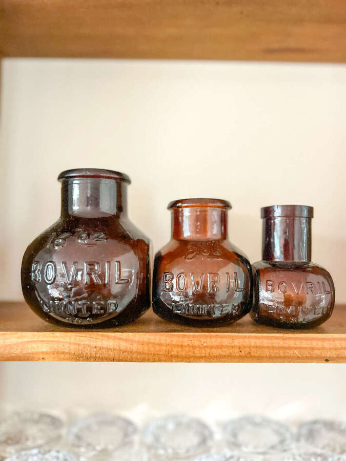 Set of 3 Vintage Bovril Jars / Bottles &ndash; Collectable Kitchenalia