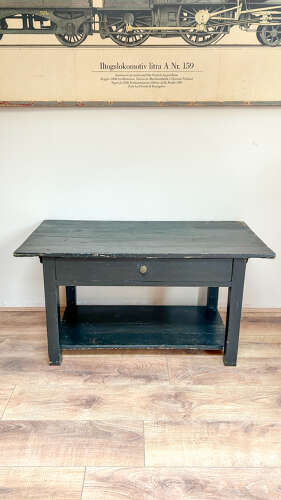 Rustic Shabby Chic Wooden Coffee Table | Black Painted with Drawer