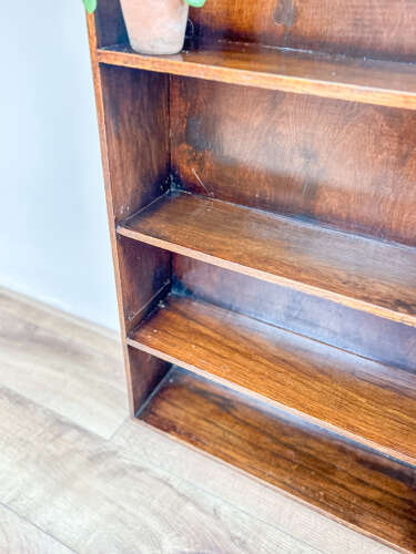 Small Dark Wood Open Bookcase with Carved Detailing