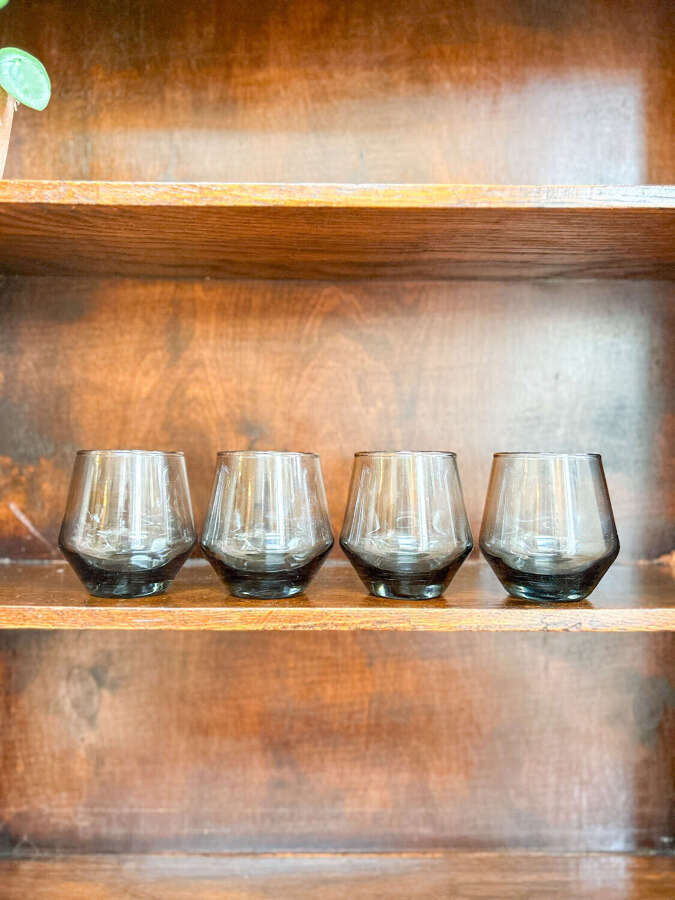 Set of 4 Smoked Glass Tumblers Mid Century Modern by Lemmington Ronald Stennett Wilson