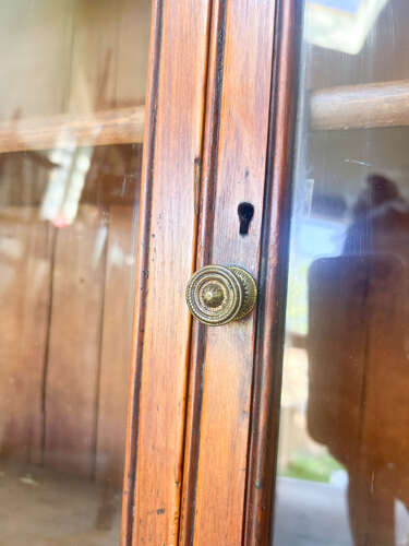 Vintage Mahogany Wall Cabinet with Glass Front