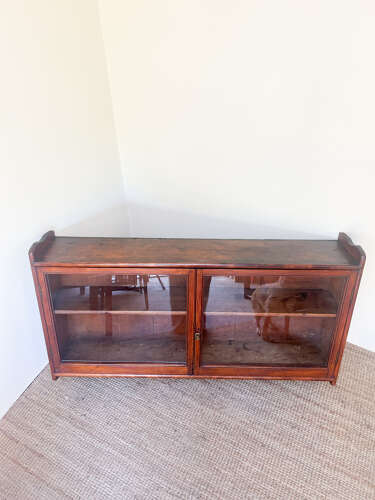 Vintage Mahogany Wall Cabinet with Glass Front