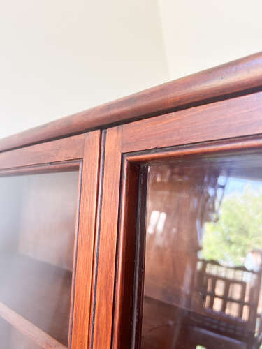 Vintage Mahogany Wall Cabinet with Glass Front