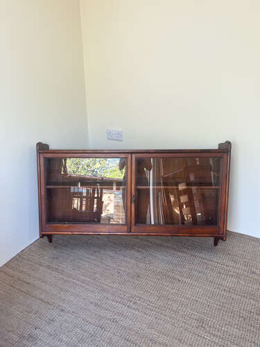 Vintage Mahogany Wall Cabinet with Glass Front