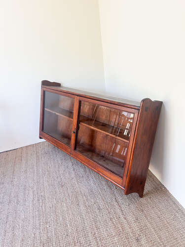 Vintage Mahogany Wall Cabinet with Glass Front