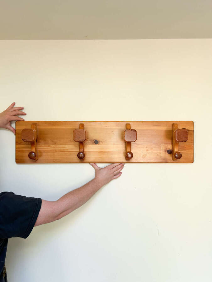 Mid Century Modern Teak Coat Rack with 4 Pegs