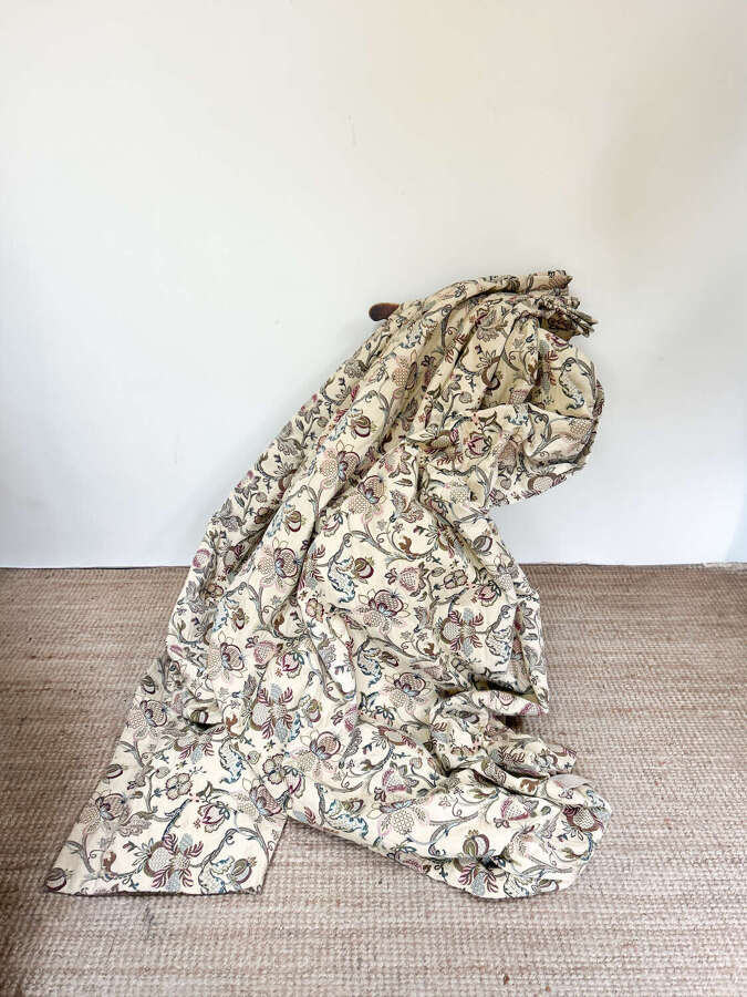 Pair of Vintage Lined Floral Curtains, French pleated &ndash; 180cm Wide & Matching Draft exclud