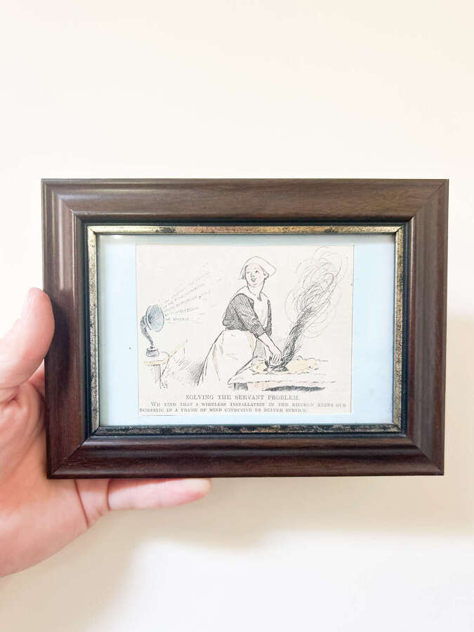 Framed Vintage Humorous Cartoon Print &ndash; &ldquo;Solving the Servant Problem&rdquo;