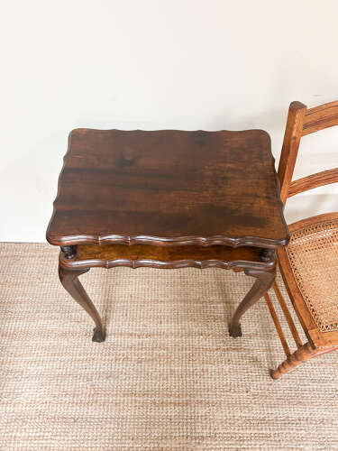 Queen Anne-Style Mahogany Two-Tier Side Table