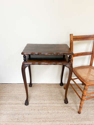 Queen Anne-Style Mahogany Two-Tier Side Table