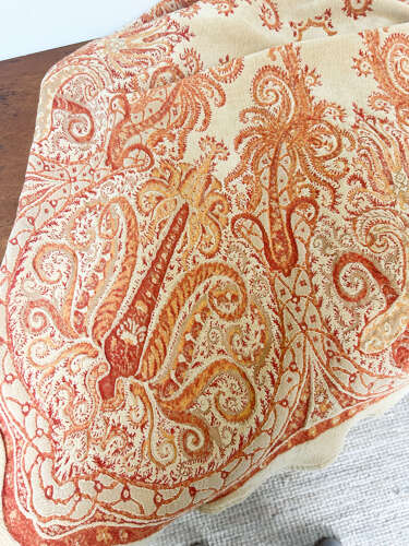 Vintage Danish Wool Blanket – Mid Century Modern Orange Throw
