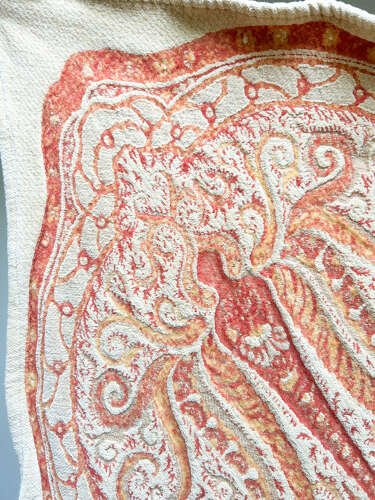 Vintage Danish Wool Blanket – Mid Century Modern Orange Throw