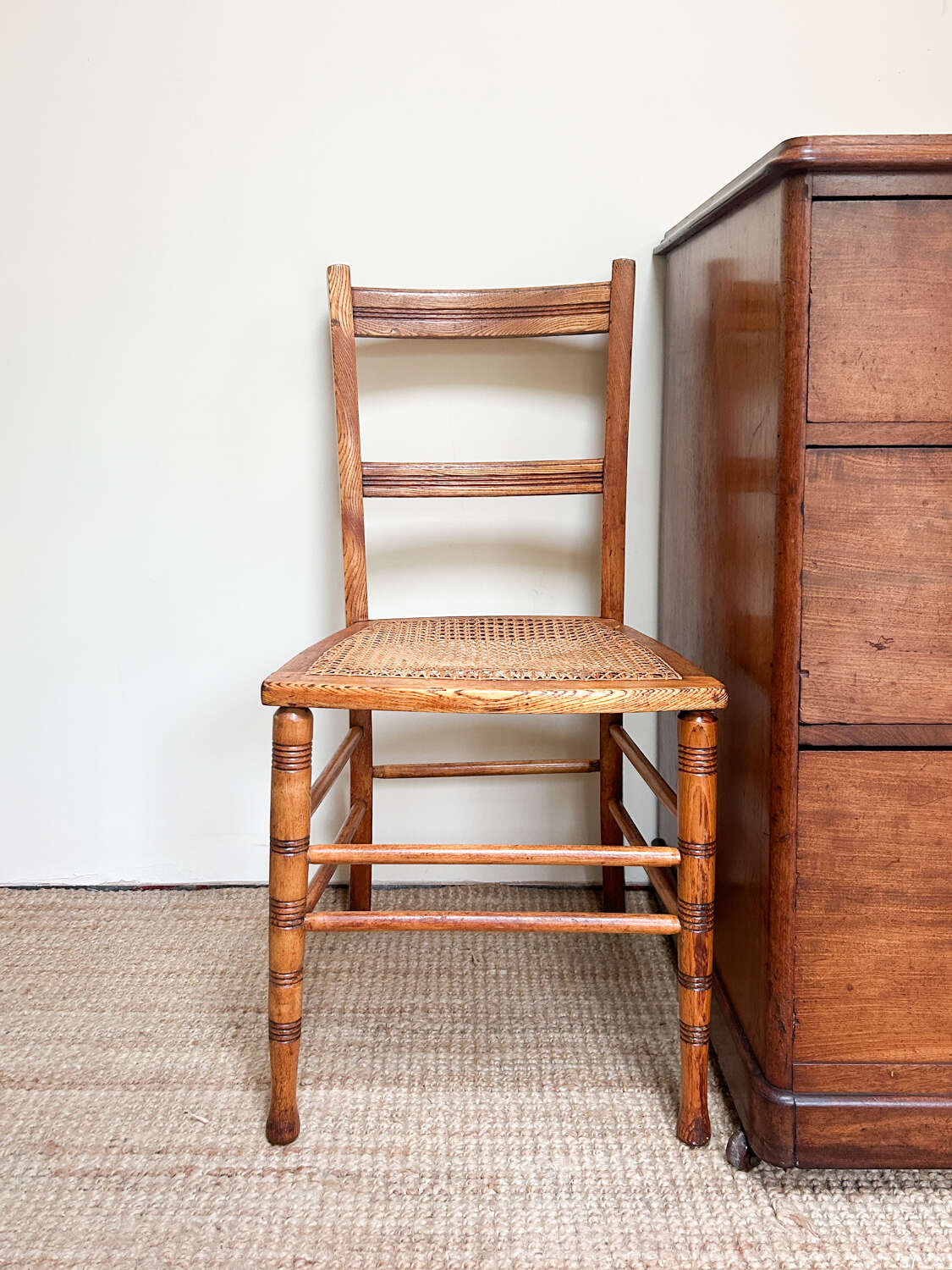 Vintage Ladder Back Cane Seat Dining Chair