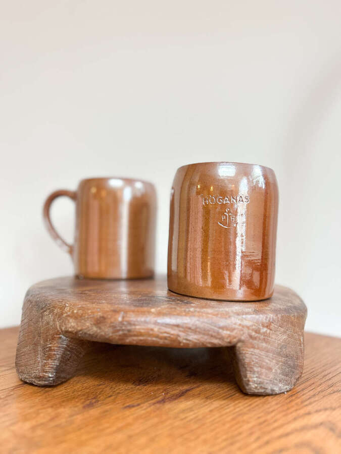 Set of 6 Vintage H&ouml;gan&auml;s Keramik Terracotta Mugs &ndash; Large
