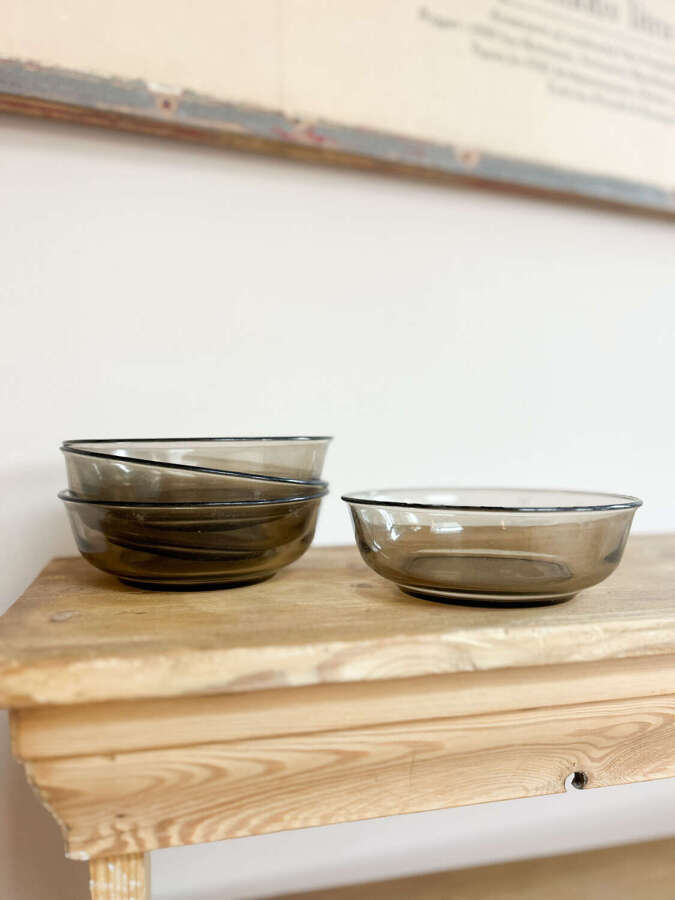 Arcoroc France Low Smoke Glass Dessert Bowls Set of 4