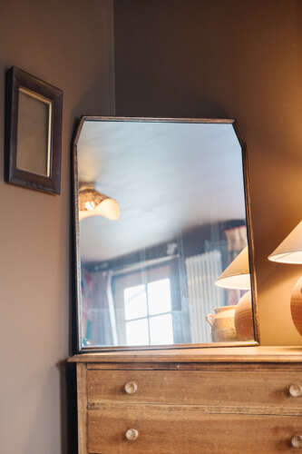 Antique Oak Hexagonal Mirror