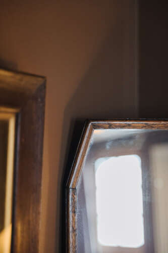 Antique Oak Hexagonal Mirror
