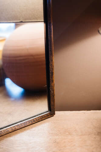 Antique Oak Hexagonal Mirror