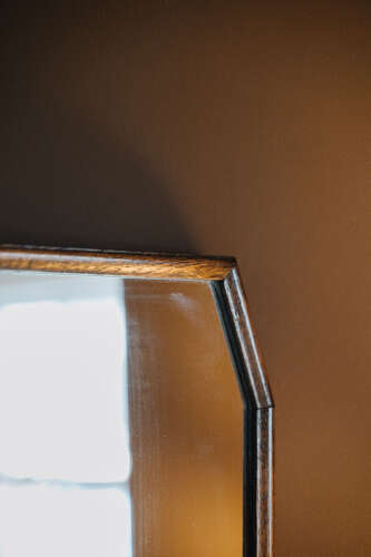Antique Oak Hexagonal Mirror