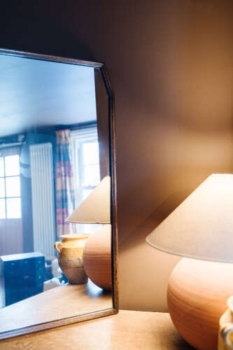 Antique Oak Hexagonal Mirror