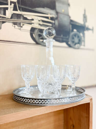 Vintage Block Crystal Decanter Set – Nimbus Pattern