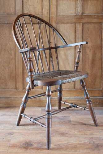 Antique Windsor Armchair with Rush Seat