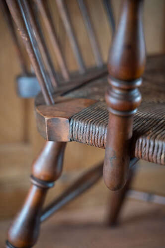 Antique Windsor Armchair with Rush Seat