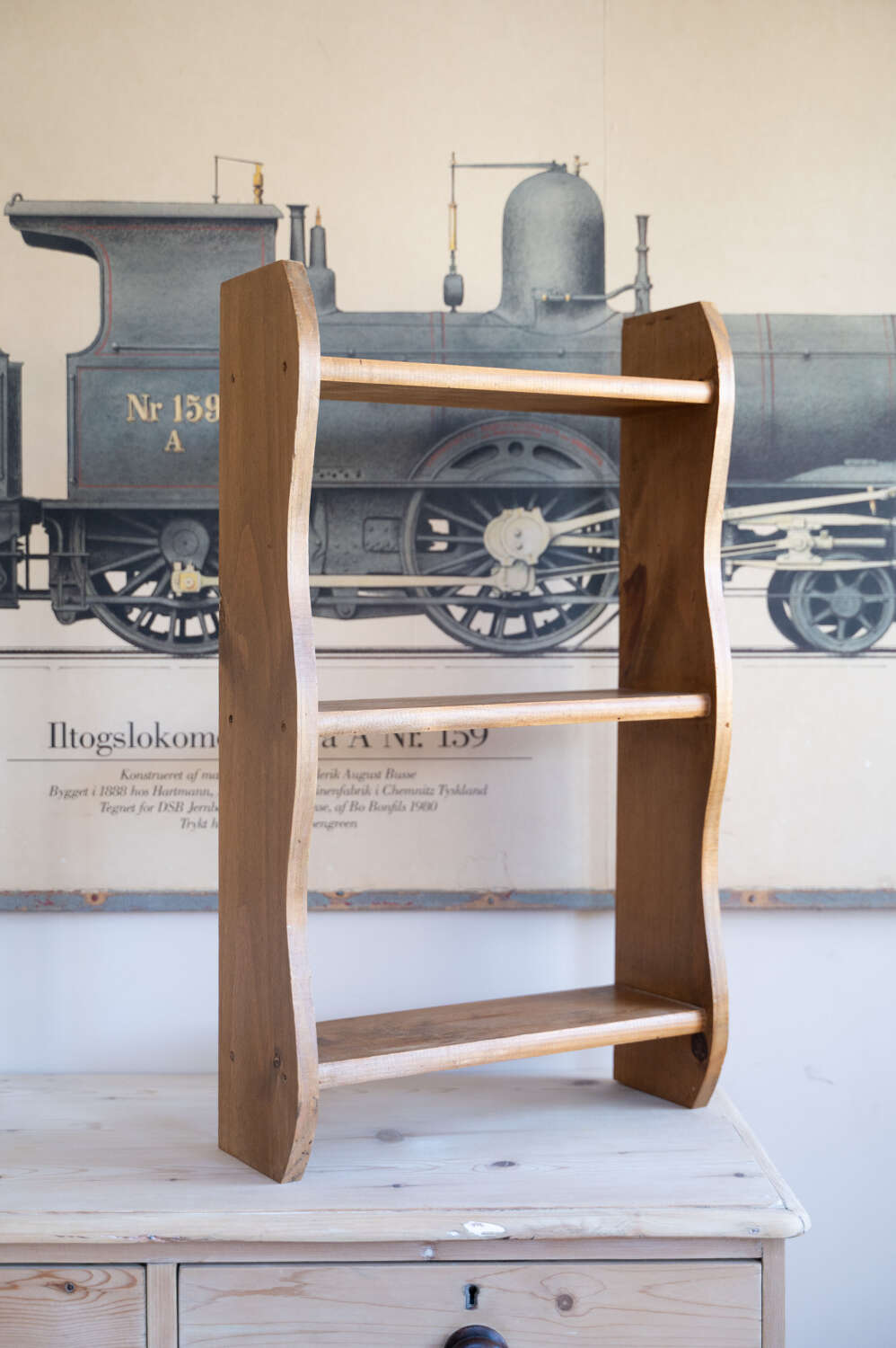 Vintage Wooden Three-Tier Wall Shelves