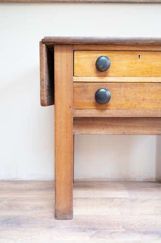 Antique Pine Side Table with Drop Leaves