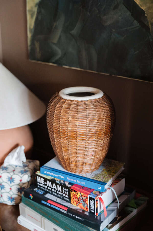 Wicker Weave Vase with Ceramic Inner