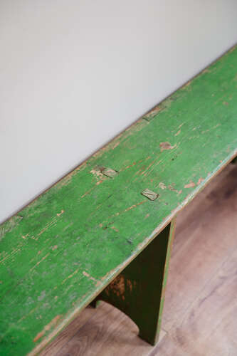 Rustic Green Painted Bench